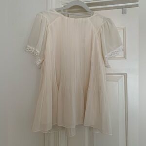 Creamy Blouse with Lace Details